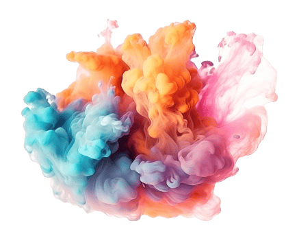Abstract colorful pastel color cloud on transparent background. Colorful Ink Diffusion in Water. png