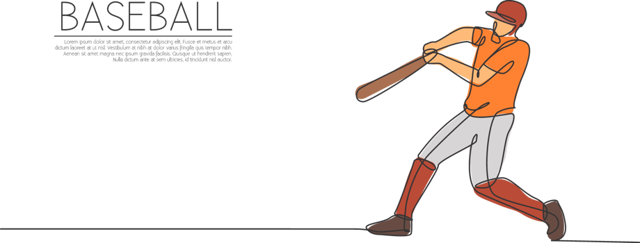 Single continuous line drawing of young agile man baseball player practice to hit ball at field. Sport exercise concept. Trendy one line draw design illustration for baseball promotion media png