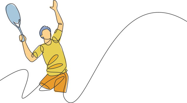 One continuous line drawing of young happy male tennis player serving the ball. Competitive sport concept. Dynamic single line draw design graphic illustration for tournament promotion poster png