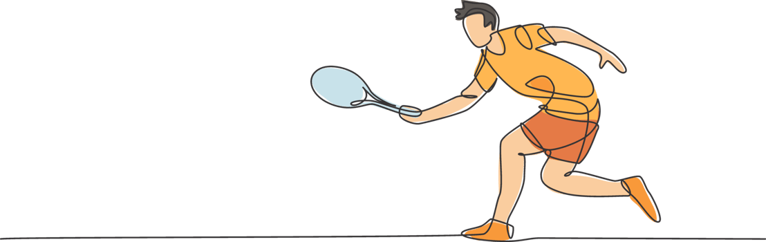 One continuous line drawing of young happy tennis player hold opponent smash hit. Competitive sport concept. Dynamic single line draw design graphic illustration for tournament promotion poster png