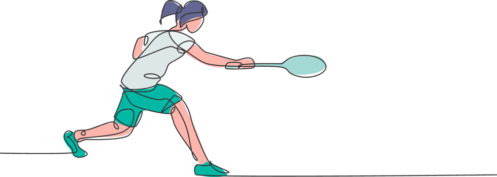 One single line drawing of young energetic badminton player take opponent's hit graphic illustration. Healthy sport concept. Modern continuous line draw design for badminton tournament poster png