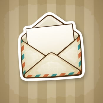 Sticker of opened vintage envelope vector