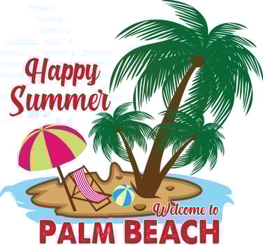 Happy Summer Welcome to Palm Beach T-shirt Design vector