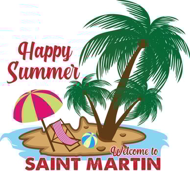 Happy Summer Welcome to Saint Martin Beach T-shirt Design vector
