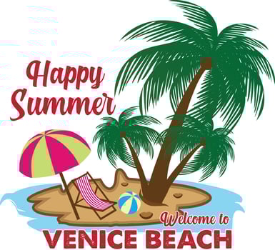 Happy Summer Welcome to Venice Beach T-shirt Design vector
