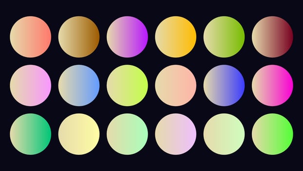 Colorful Tan Color Shade Linear Gradient Palette Swatches Web Kit Circles Template Set vector