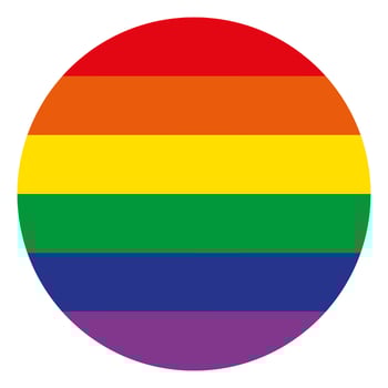 Round isolated rainbow icon. LGBT community flag symbol. Rainbow flag button. A sign of diversity and tolerance. It may be used to symbolize diversity, inclusivity, or LGBTQ pride. Vector illustration