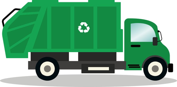 garbage truck vector illustration, garbage truck isolated in white
