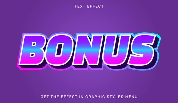 Bonus editable text effect in 3d style vector
