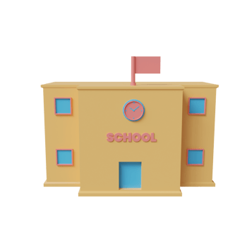 School building. 3d render png