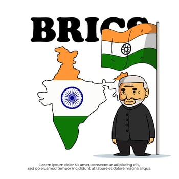 India is a member of the BRICS and country map vector