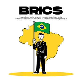 Brazil is a member of the BRICS. white isolated background and country map vector
