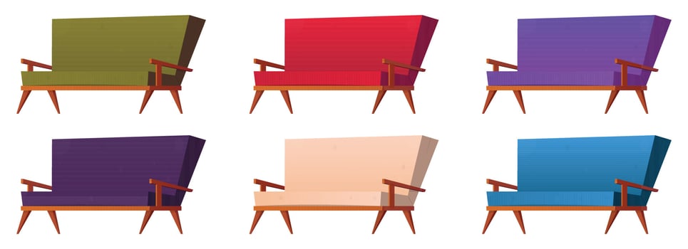 Cartoon sofa and couches collection vector illustration isolated on white