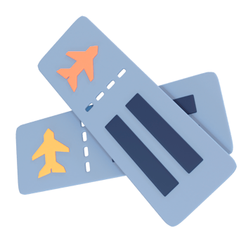 Airplane tickets 3D illustration png