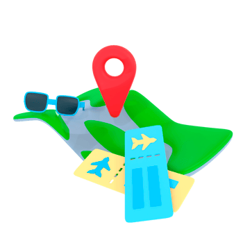 Location marker with map and glasses 3d illustration png