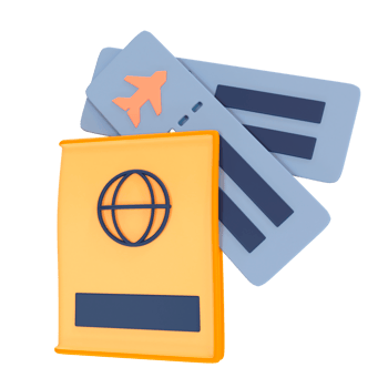 Passport with plane tickets 3D illustration png
