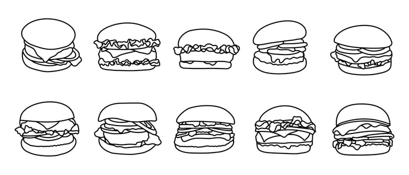 Hamburger Outline Illustration vector