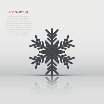 Snowflake icon in flat style. Snow flake winter vector illustration on isolated background. Christmas snowfall ornament business concept.
