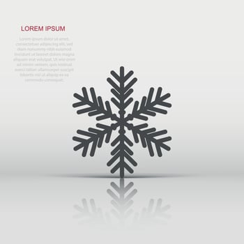 Snowflake icon in flat style. Snow flake winter vector illustration on isolated background. Christmas snowfall ornament business concept.