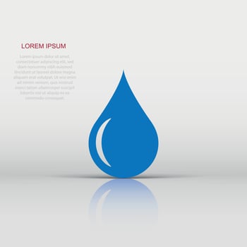 Water drop icon in flat style. Raindrop vector illustration on white isolated background. Droplet water blob business concept.