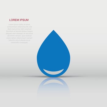Water drop icon in flat style. Raindrop vector illustration on white isolated background. Droplet water blob business concept.