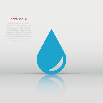 Water drop icon in flat style. Raindrop vector illustration on white isolated background. Droplet water blob business concept.