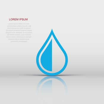 Water drop icon in flat style. Raindrop vector illustration on white isolated background. Droplet water blob business concept.