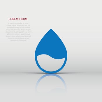 Water drop icon in flat style. Raindrop vector illustration on white isolated background. Droplet water blob business concept.