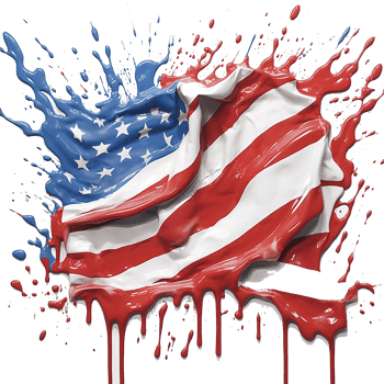 Happy 4th of July USA Independence Day American national flag watercolor painting and bunting, png