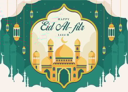 Eid al-fitr vector background. Islamic illustration for holiday background. Fit for banner, backdrop, greeting card, cover. Vector eps 10.