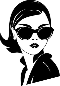 Fashion Girl - Black and White Isolated Icon - Vector illustration