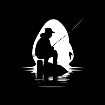 Fishing - Black and White Isolated Icon - Vector illustration