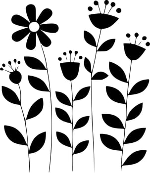 Flower Pattern, Black and White Vector illustration