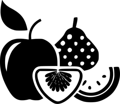 Fruit, Black and White Vector illustration