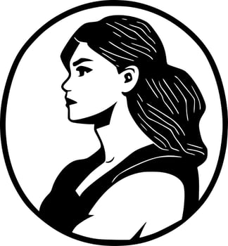 Girl Power - Black and White Isolated Icon - Vector illustration