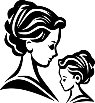 Mother, Black and White Vector illustration
