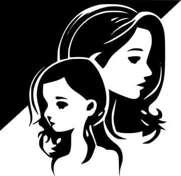 Mother Daughter - Minimalist and Flat Logo - Vector illustration