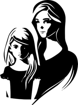 Mother Daughter - High Quality Vector Logo - Vector illustration ideal for T-shirt graphic
