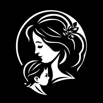 Mothers, Black and White Vector illustration