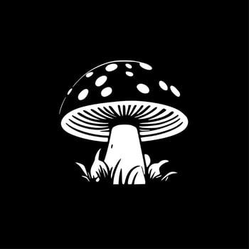 Mushroom, Black and White Vector illustration