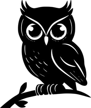 Owl, Black and White Vector illustration