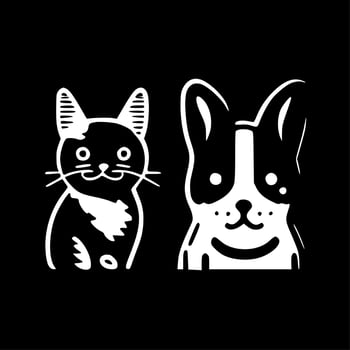 Pets, Black and White Vector illustration