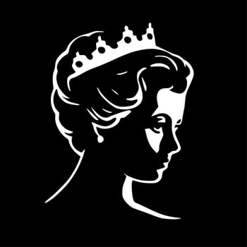 Queen, Black and White Vector illustration