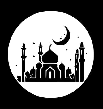 Ramadan - Black and White Isolated Icon - Vector illustration