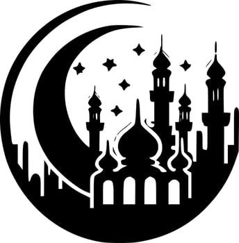 Ramadan, Black and White Vector illustration