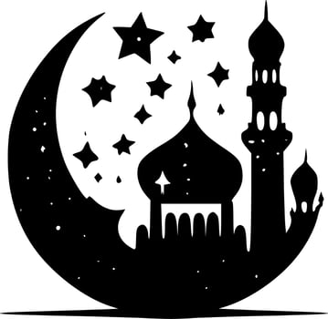 Ramadan, Black and White Vector illustration