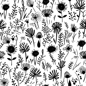 Seamless Pattern, Black and White Vector illustration