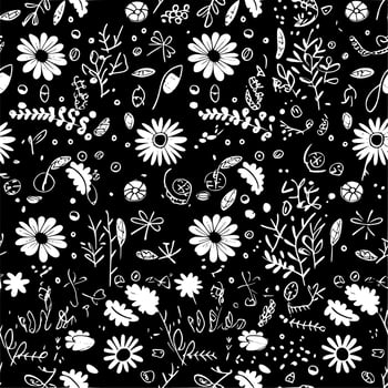 Seamless Pattern - Black and White Isolated Icon - Vector illustration