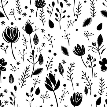 Seamless Pattern, Black and White Vector illustration