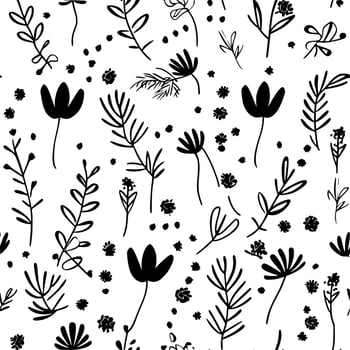 Seamless Pattern, Black and White Vector illustration